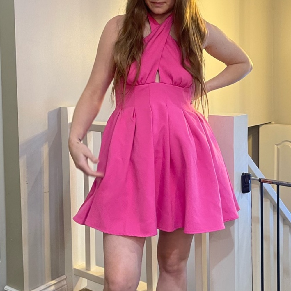 Chic Pink Halter Dress